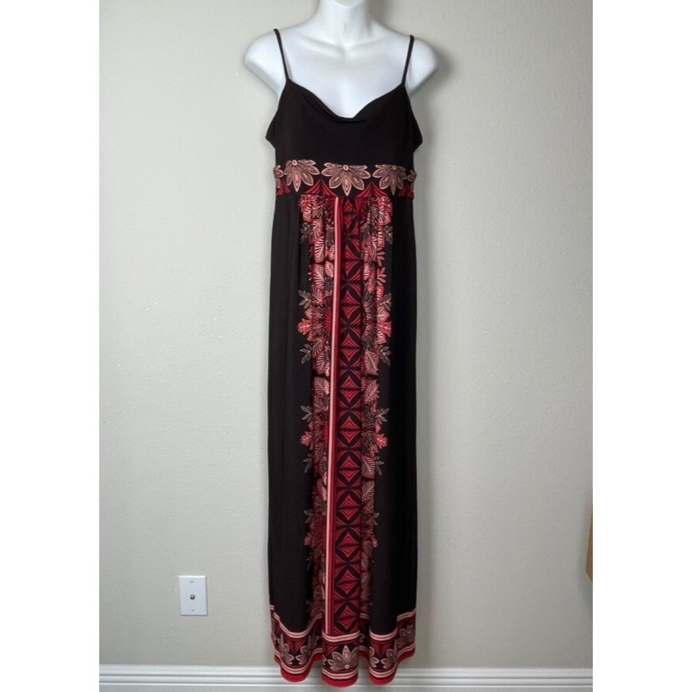 London Times Y2K Babydoll Forest‎ Fairy Maxi Dress Cowl Neck Sz 10